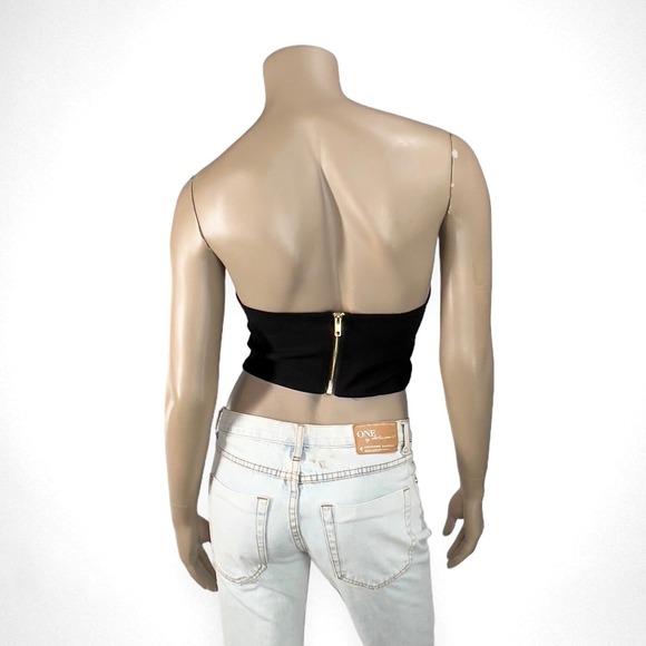 NWT NASTY GAL Small Cropped Strapless Seam Detail‎ Corset Black Top Summer - Picture 4 of 11